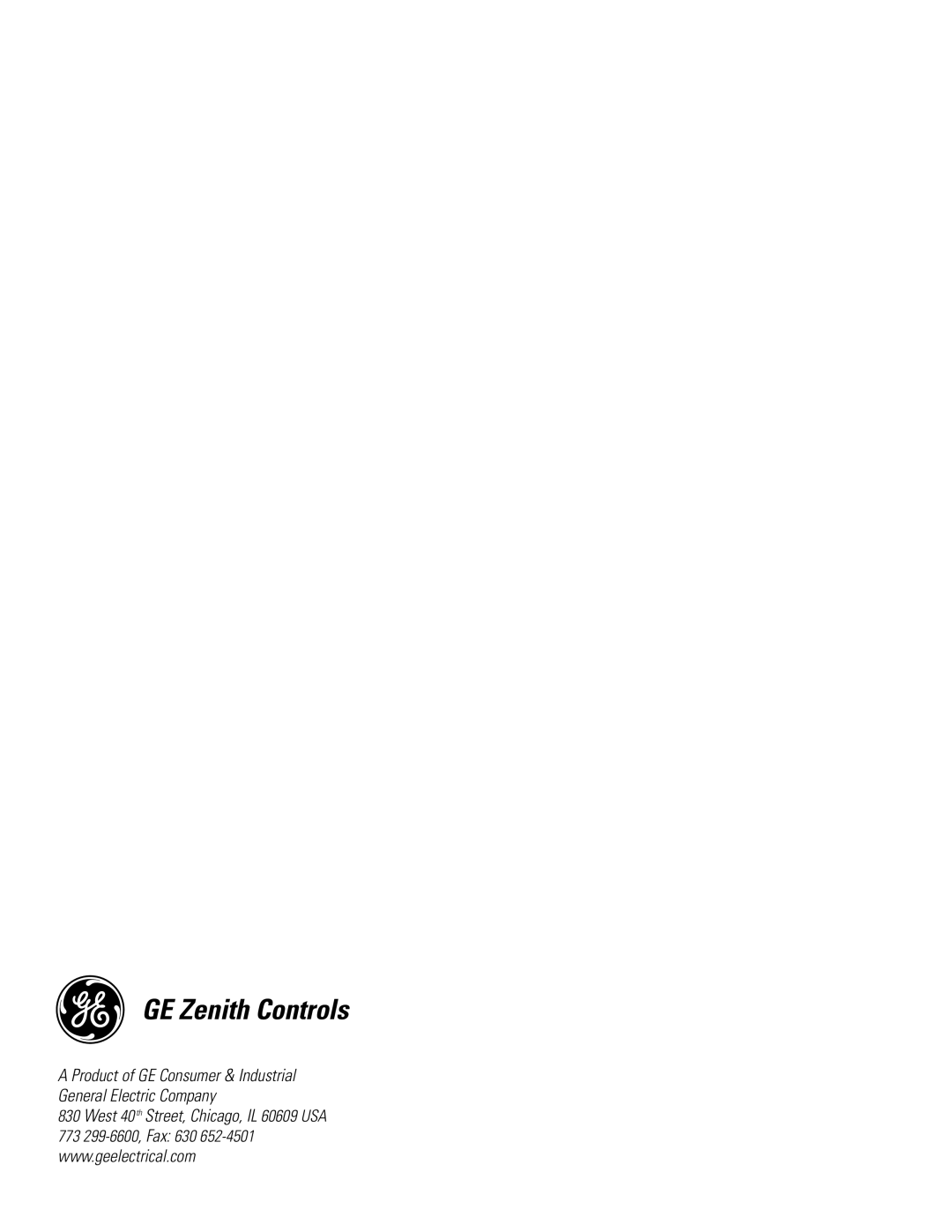 GE ZBTSD manual GE Zenith Controls 