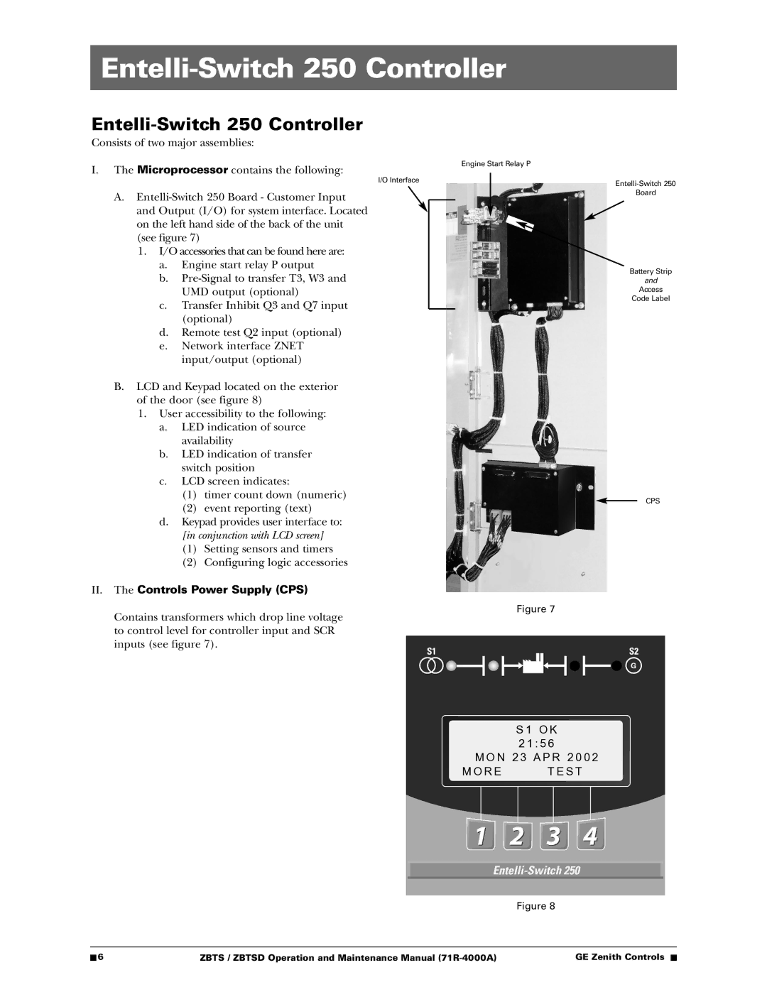 GE ZBTSD manual Entelli-Switch 250 Controller 