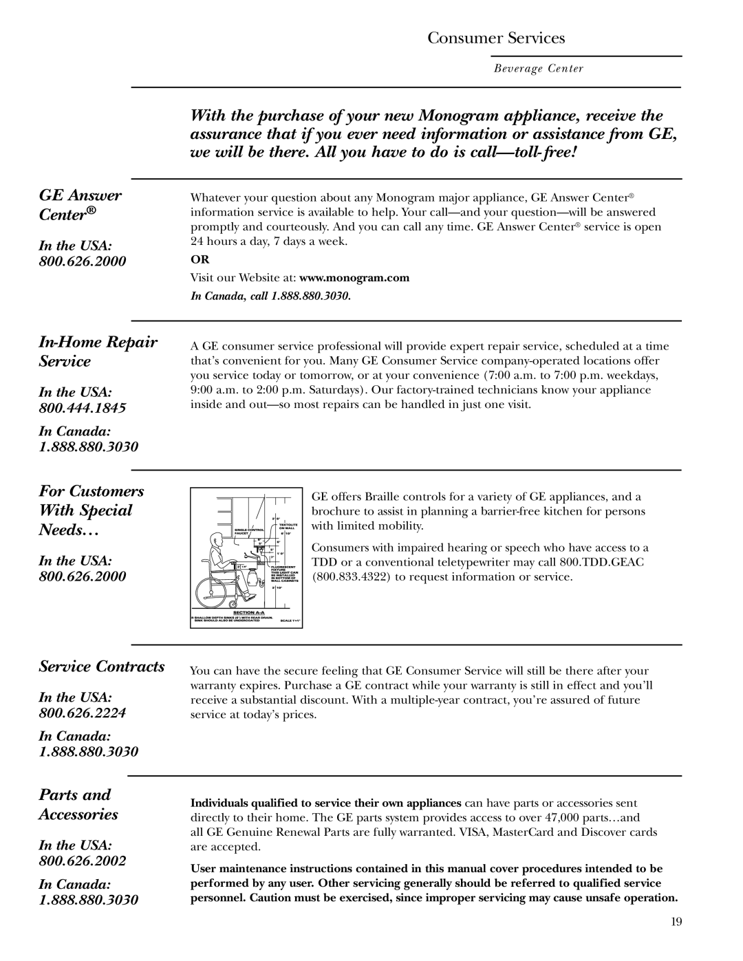 GE ZDBT240 owner manual GE Answer Center 