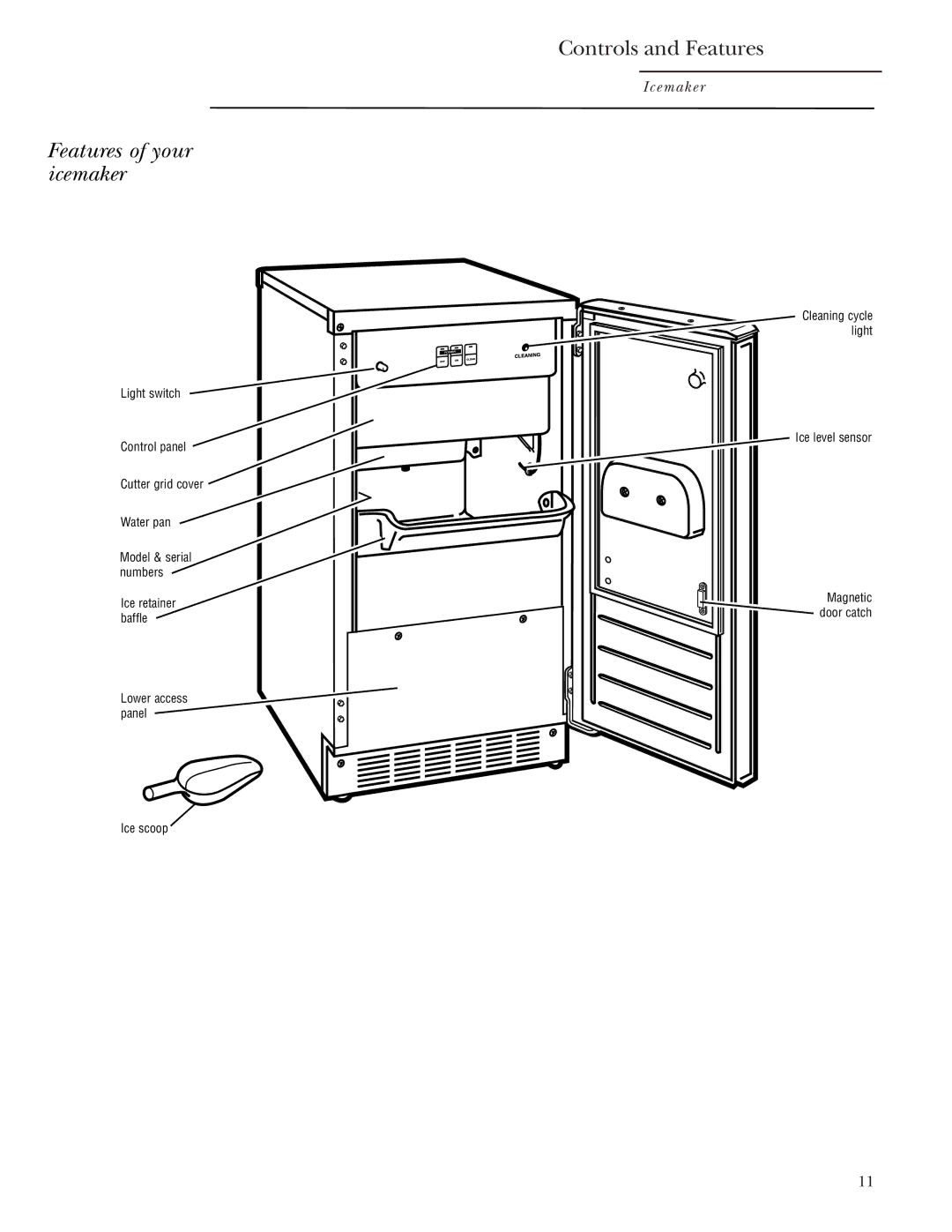 GE ZDI15, ZDIS15 owner manual Features of your icemaker 