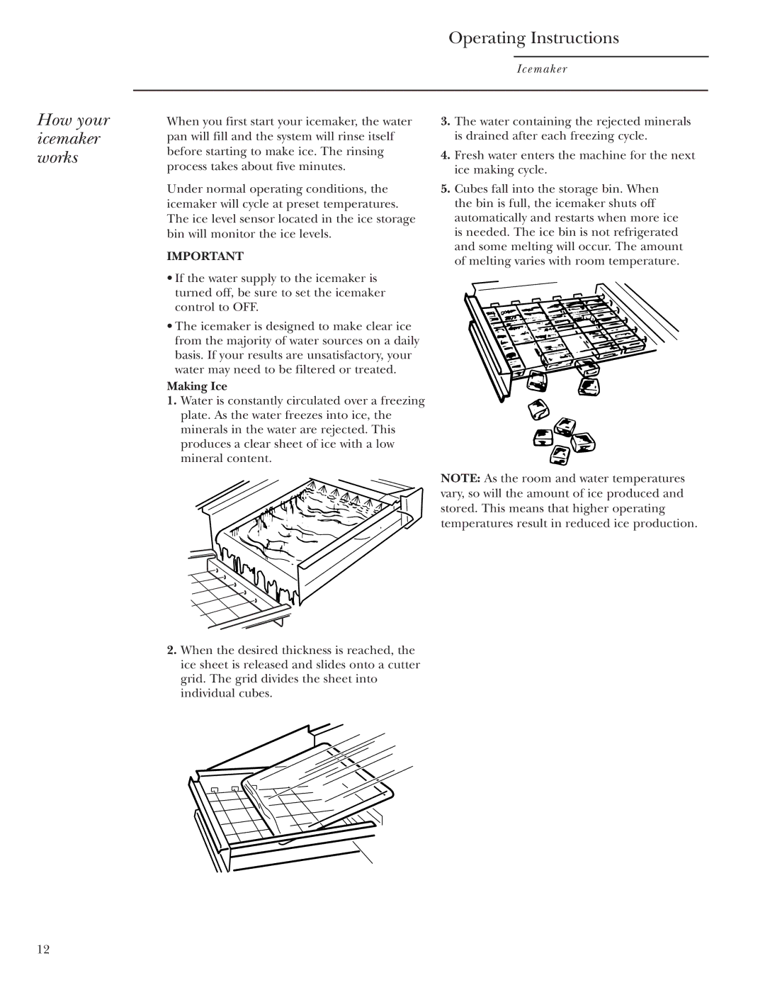 GE ZDIS15, ZDI15 owner manual How your icemaker works, Making Ice 