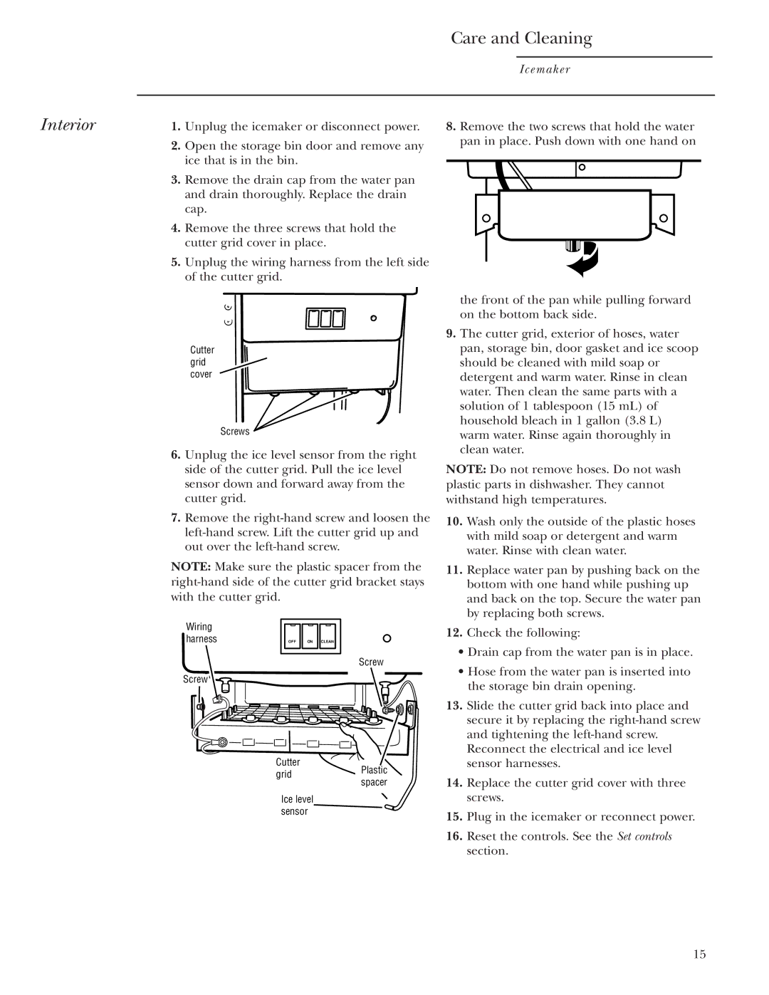 GE ZDI15, ZDIS15 owner manual Interior 