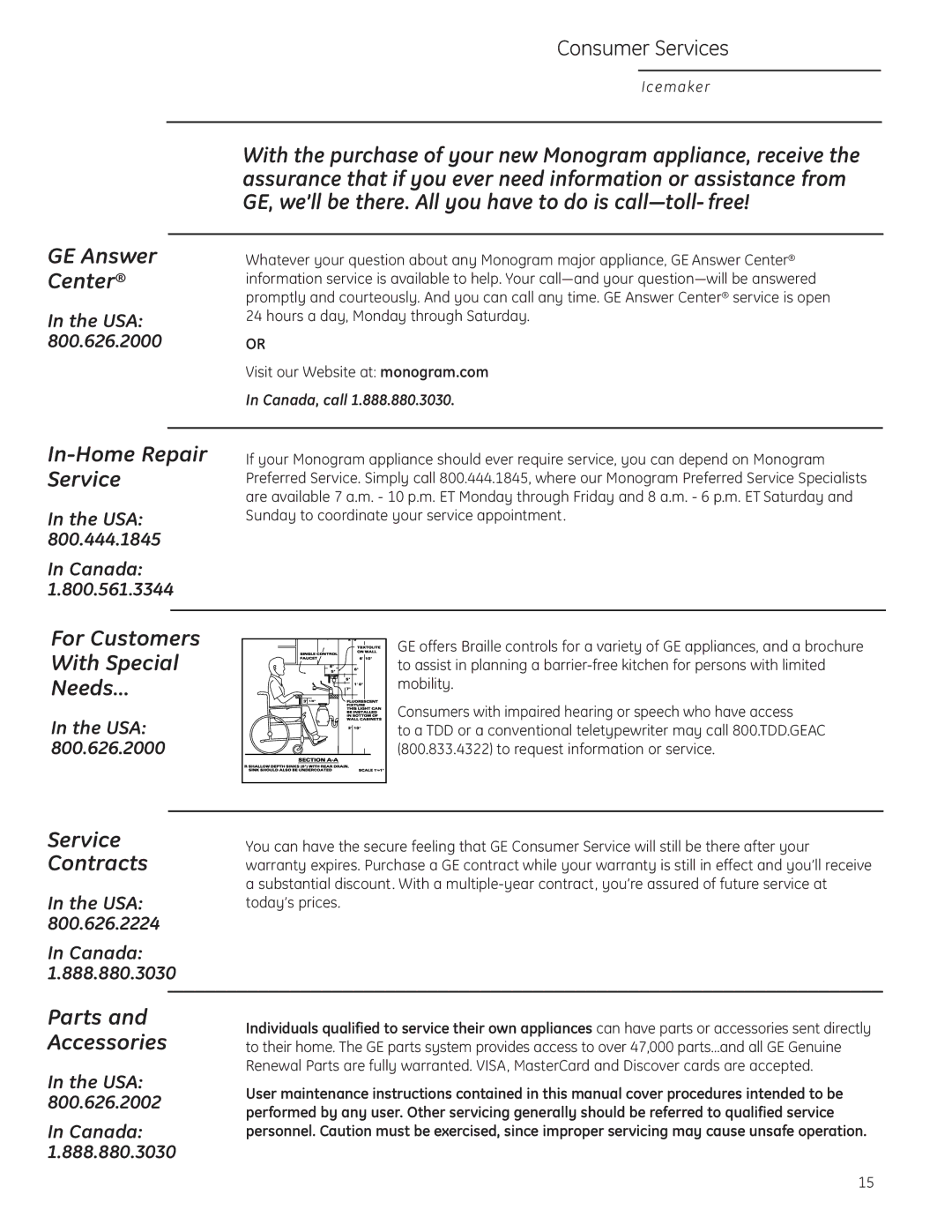 GE ZDIC150, ZDIS150 owner manual Sunday to coordinate your service appointment, Mobility, To request information or service 