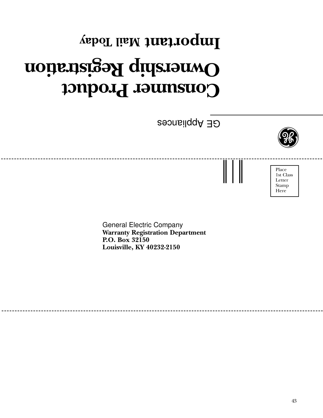 GE ZDP30N4, ZDP36L4D, ZDP30L4, ZDP48N6R, ZDP48L4G, ZDP48N4G, ZDP48L6D, ZDP48L6R, ZDP48N6D Registration Ownership Product Consumer 