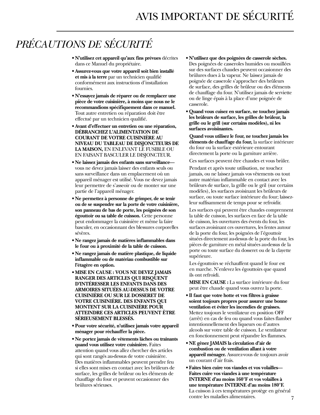 GE ZDP48L6R, ZDP36L4D, ZDP30N4 Ces surfaces peuvent être chaudes et vous brûler, Une température Interne d’au moins 180F 