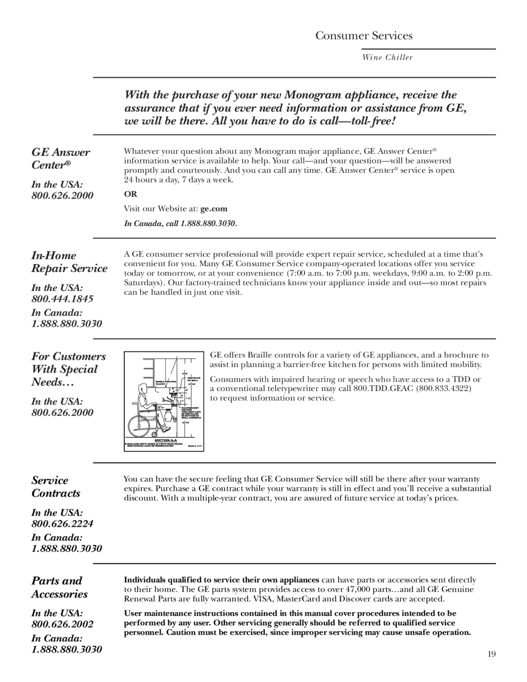 GE ZDWC240 owner manual GE Answer Center 