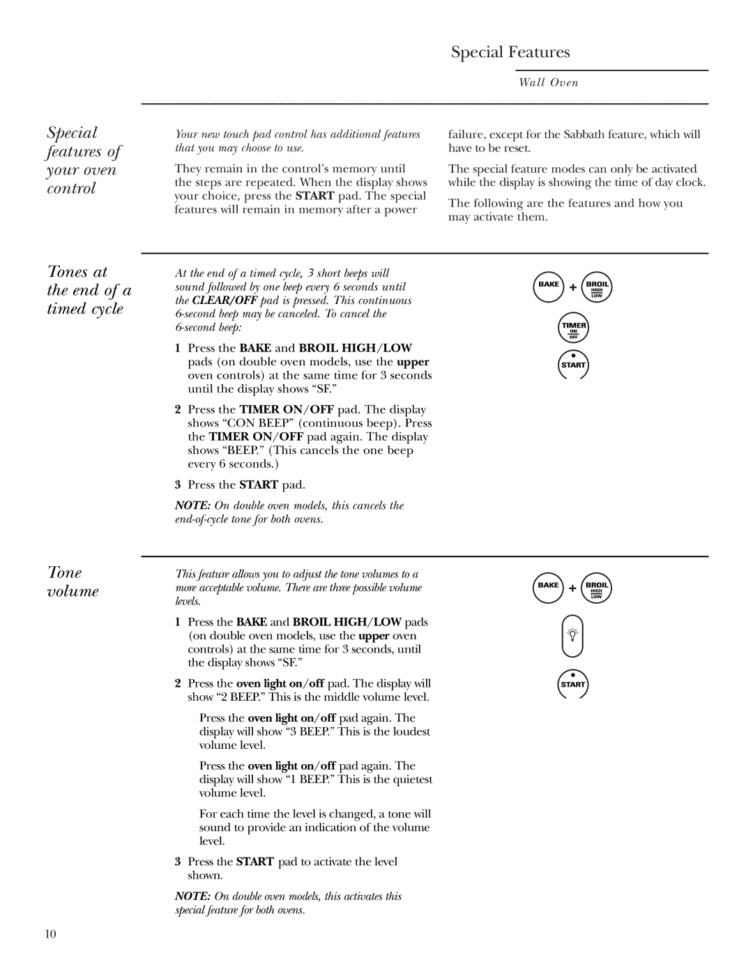 GE ZEK958, ZEK938 owner manual Special features of your oven control, Tones at the end of a timed cycle Tone volume 