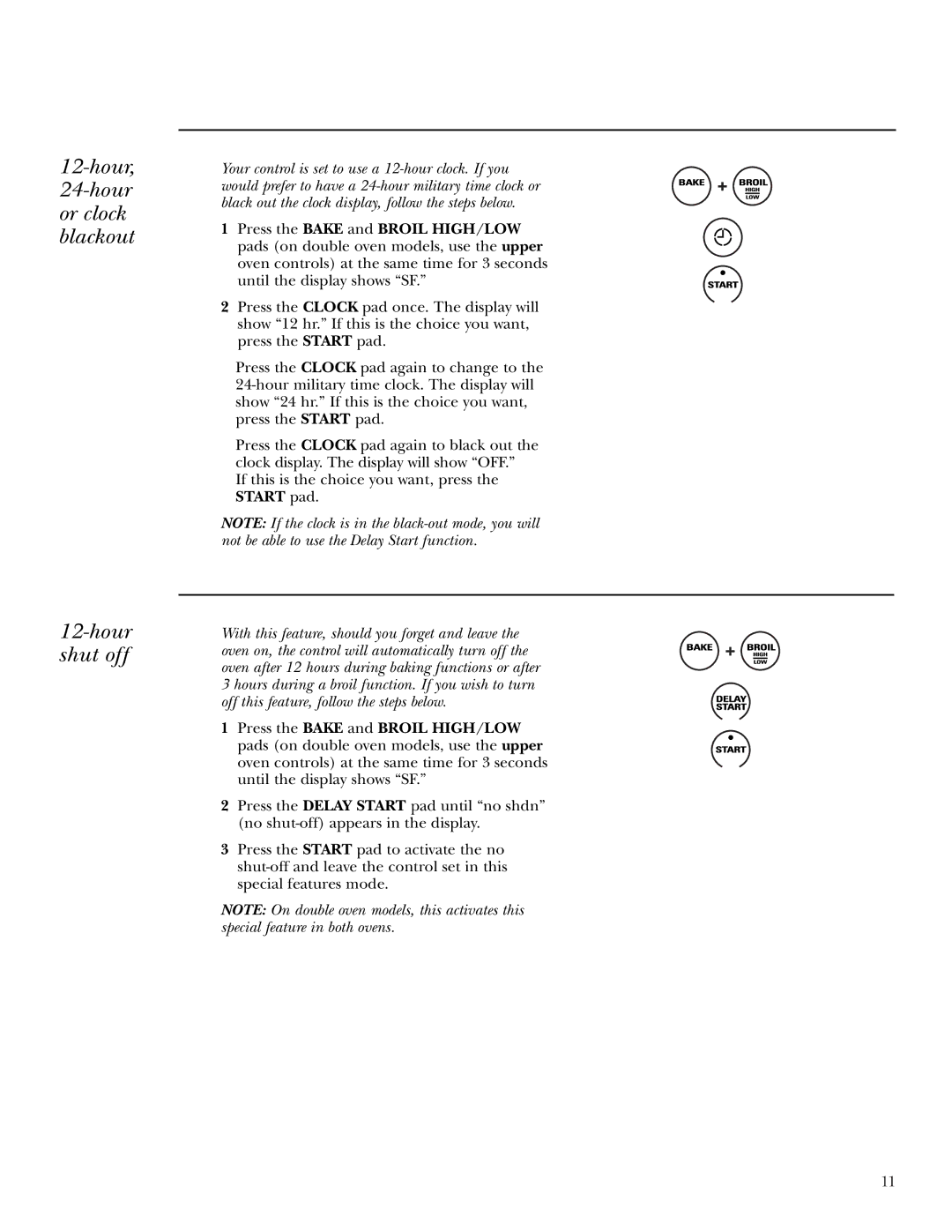 GE ZEK938, ZEK958 owner manual Hour Hour or clock blackout Hour shut off 