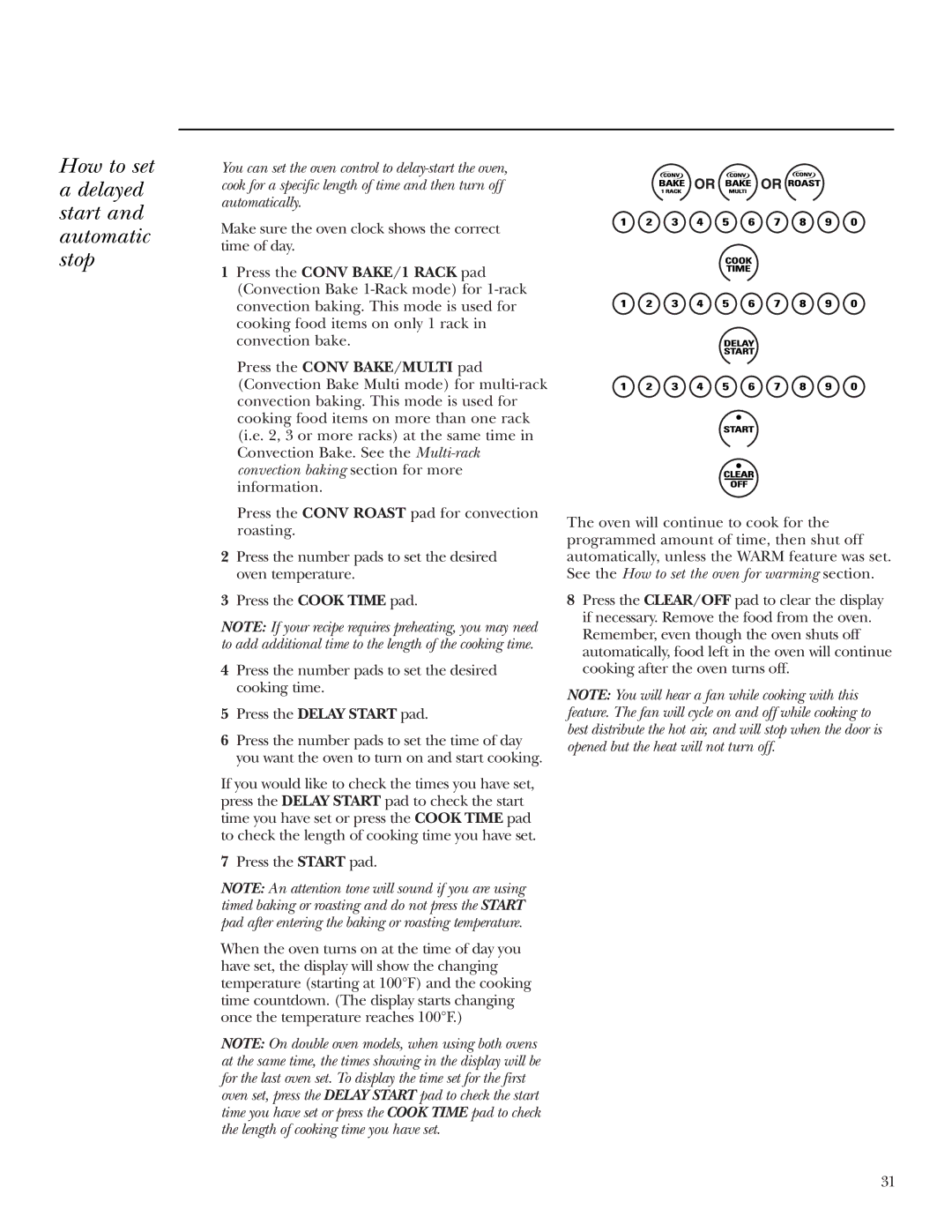 GE ZEK938, ZEK958 owner manual How to set Delayed start and automatic stop 