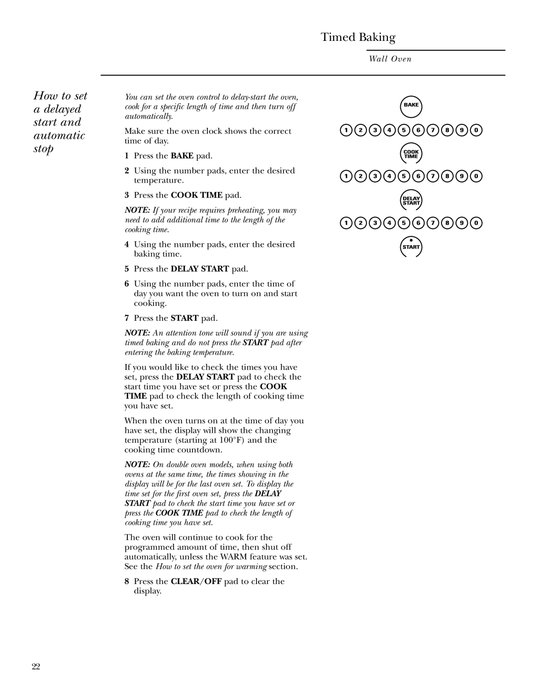 GE ZEK958, ZEK938 owner manual How to set a delayed start and automatic stop, Timed Baking, Wall Oven 