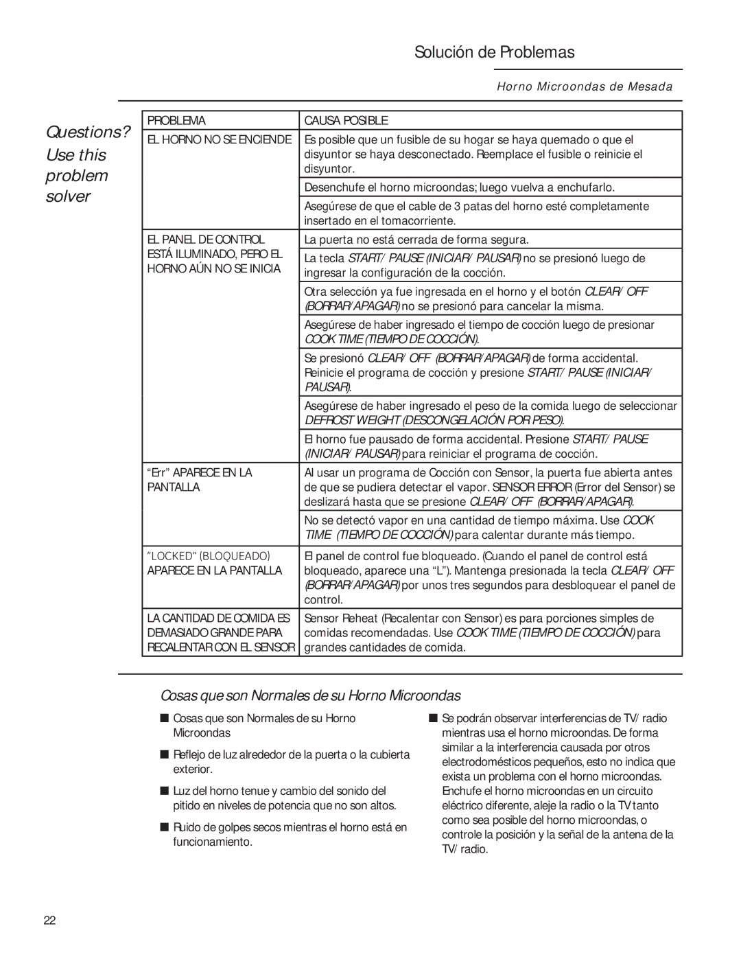 GE ZEM115 owner manual Solución de Problemas, Questions?, Use this, Solver 