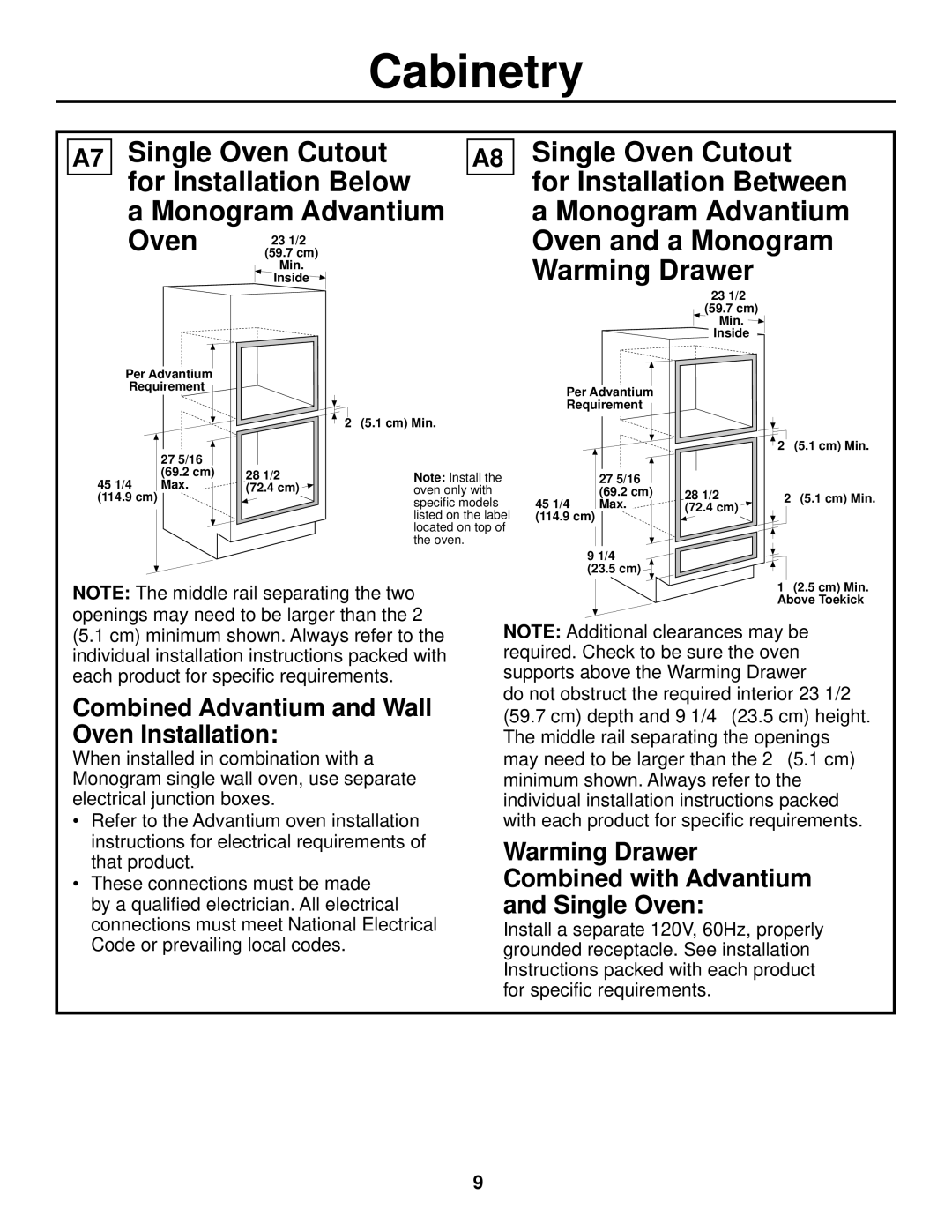 GE ZET1, ZET2 installation instructions Oven and a Monogram, Warming Drawer 