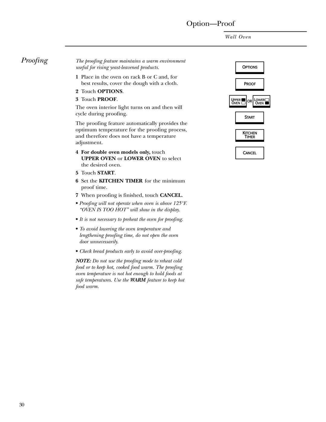 GE ZET2R, ZET1R owner manual Option-Proof, Proofing 