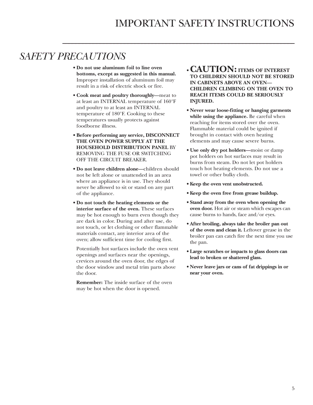 GE ZET1R, ZET2R owner manual Safety Precautions 