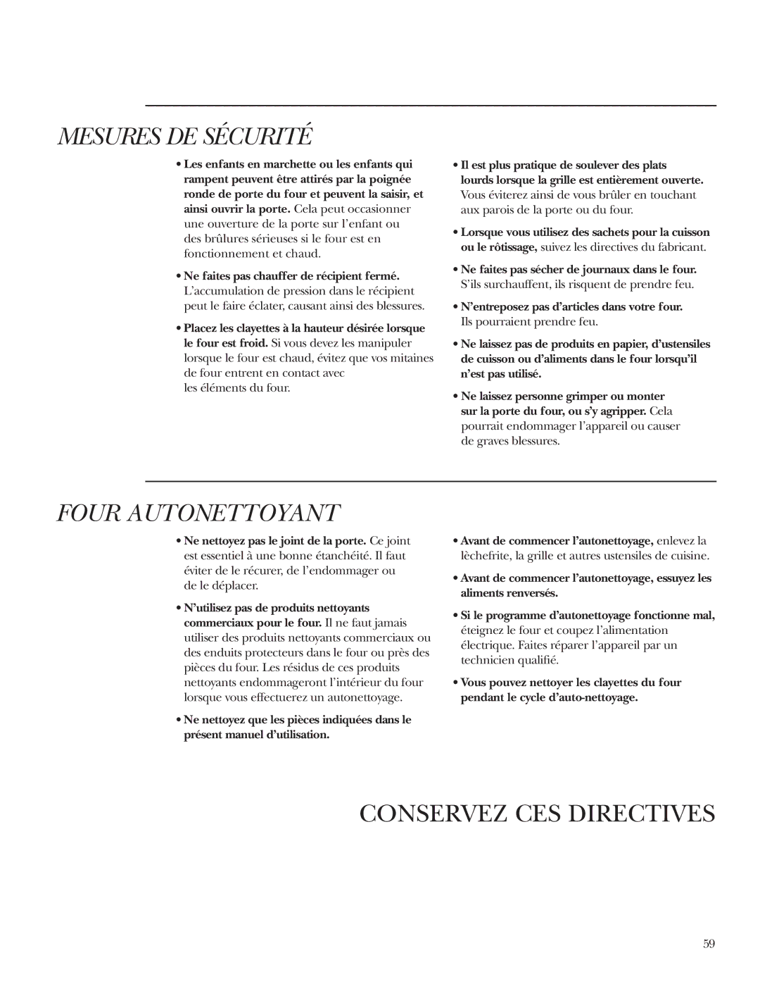 GE ZET1R, ZET2R owner manual Four Autonettoyant, Les éléments du four 