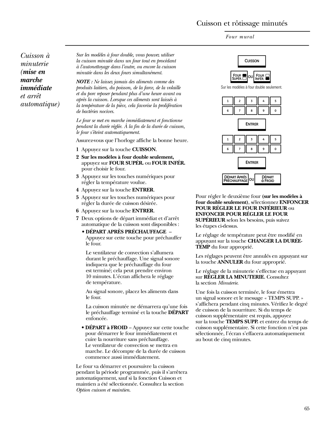 GE ZET1R, ZET2R owner manual Cuisson et rôtissage minutés, Cuisson à minuterie mise en 