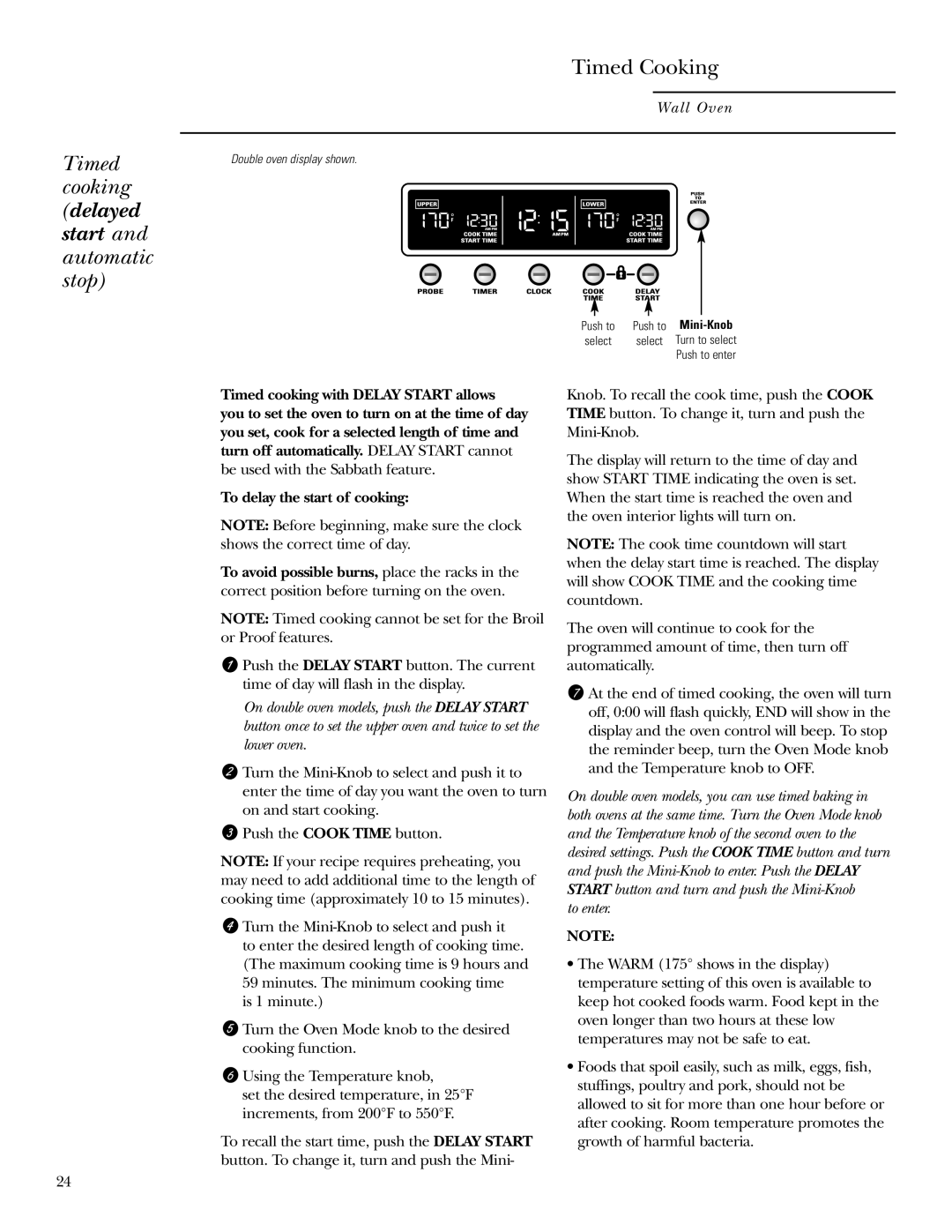 GE ZET2S, ZET1S, ZET2P, ZET1P owner manual Timed cooking delayed start and automatic stop 