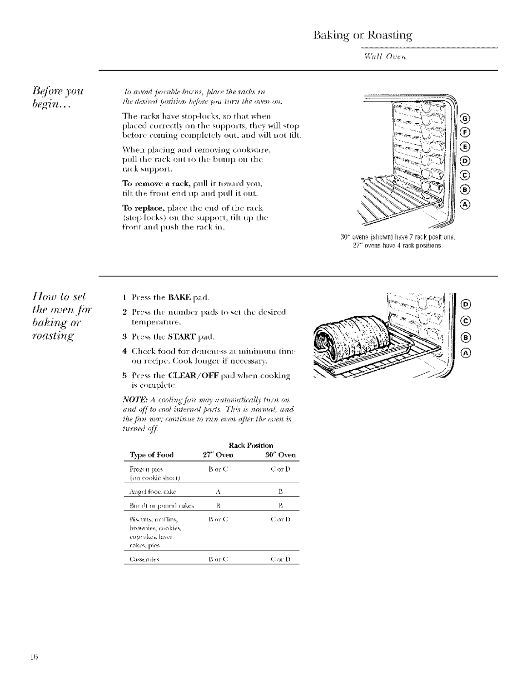 GE ZET958, ZET938 manual Baking or Roasting, How to set Oven jbr baking or roasting, Check, When cooking Is complete 