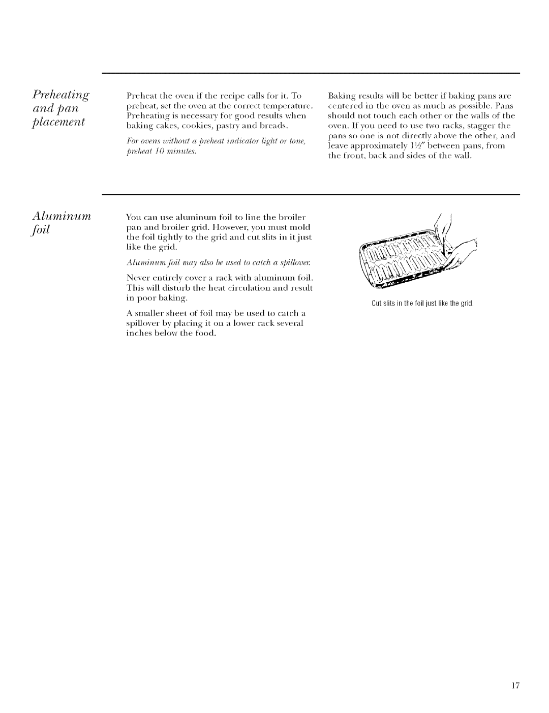 GE ZET938, ZET958 manual Heating and pan placement, Aluminum 