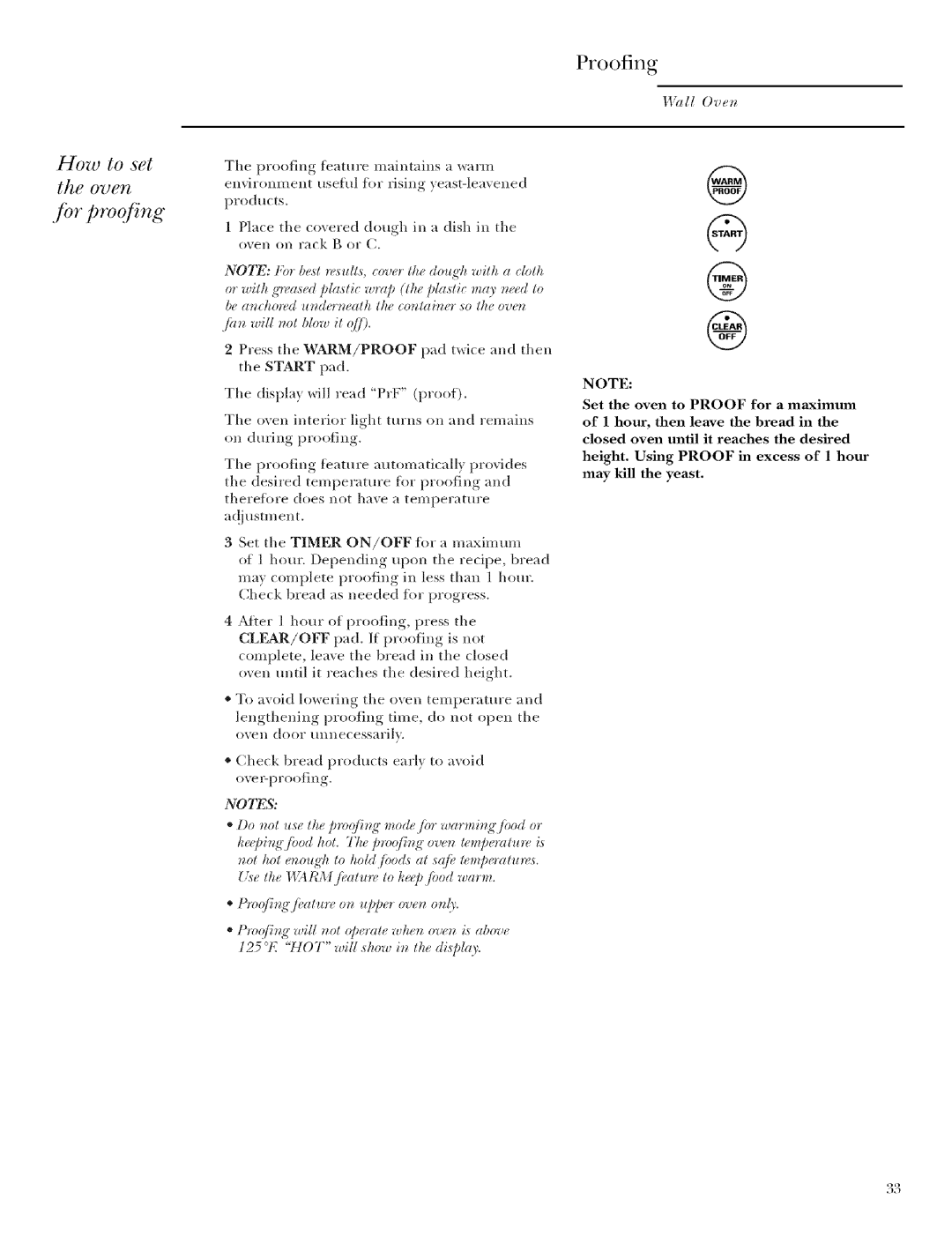 GE ZET938, ZET958 manual Proofing, How to set the oven Jot proofing 