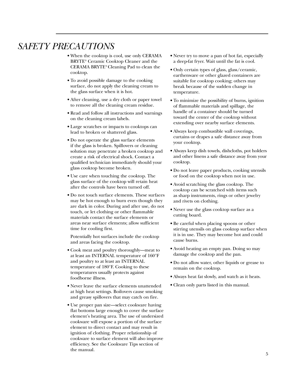 GE ZEU36K owner manual Safety Precautions 