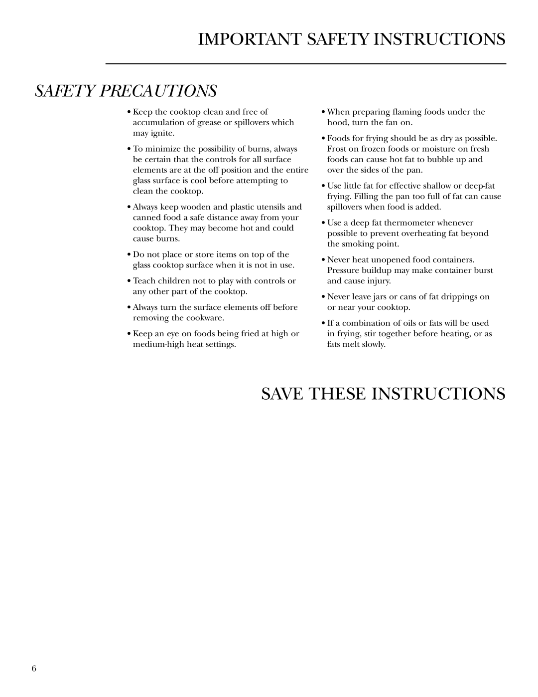 GE ZEU36K owner manual Safety Precautions 