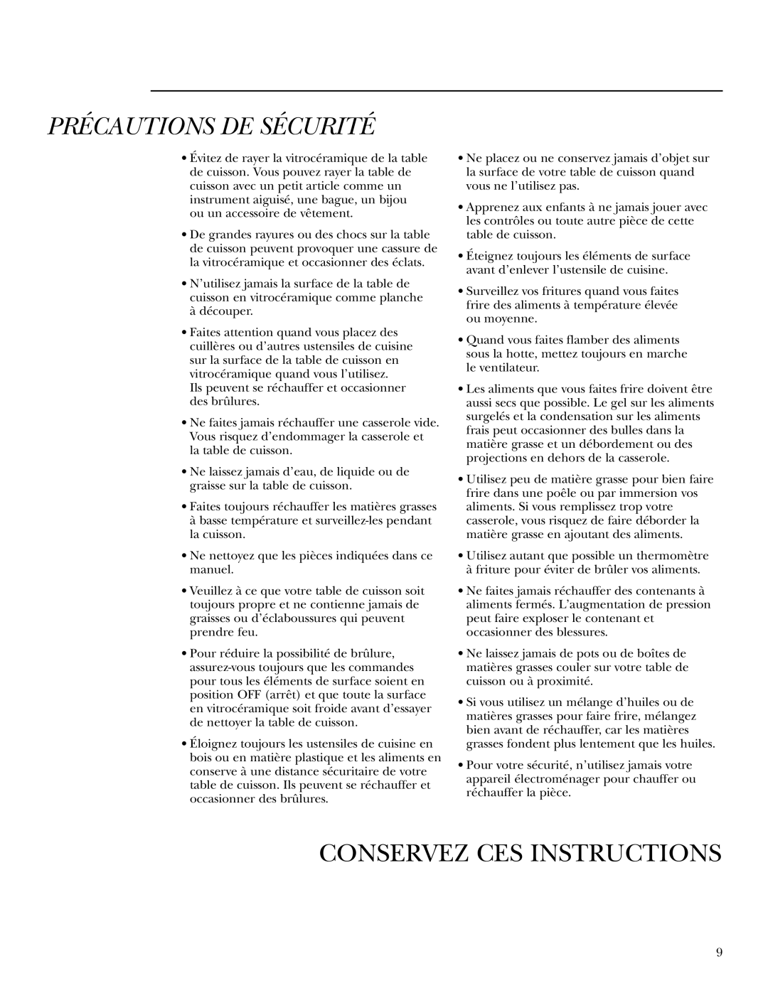 GE ZEU36K owner manual Conservez CES Instructions 