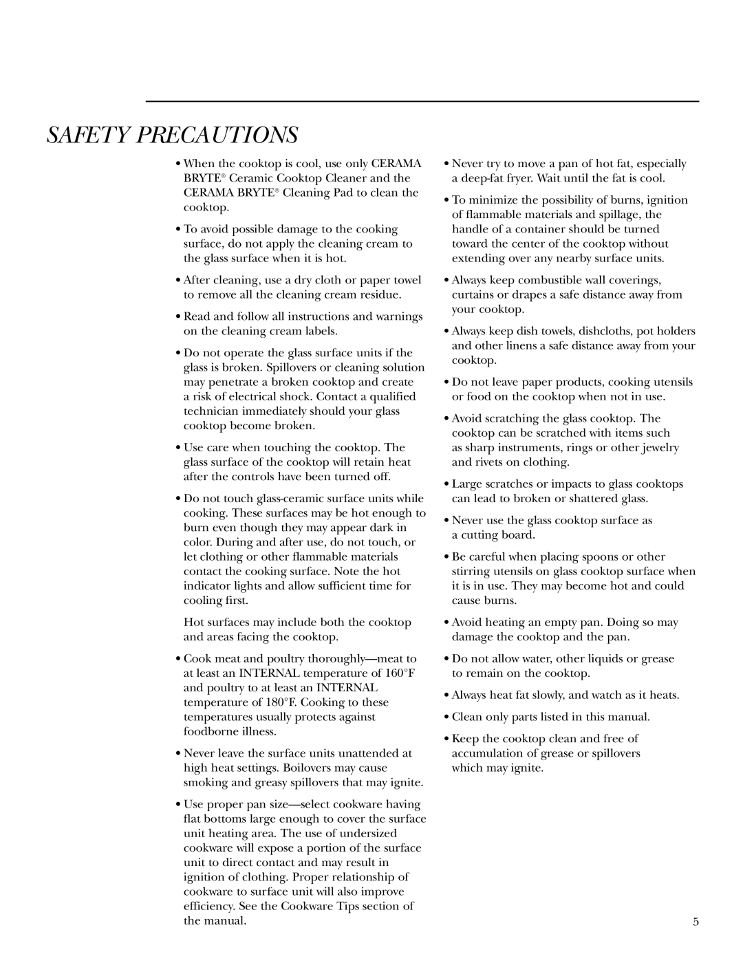 GE ZEU30R, ZEU36R owner manual Safety Precautions 