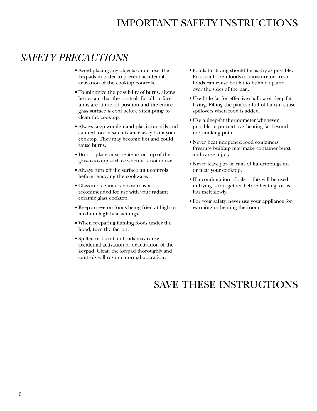 GE ZEU36R, ZEU30R owner manual Important Safety Instructions 