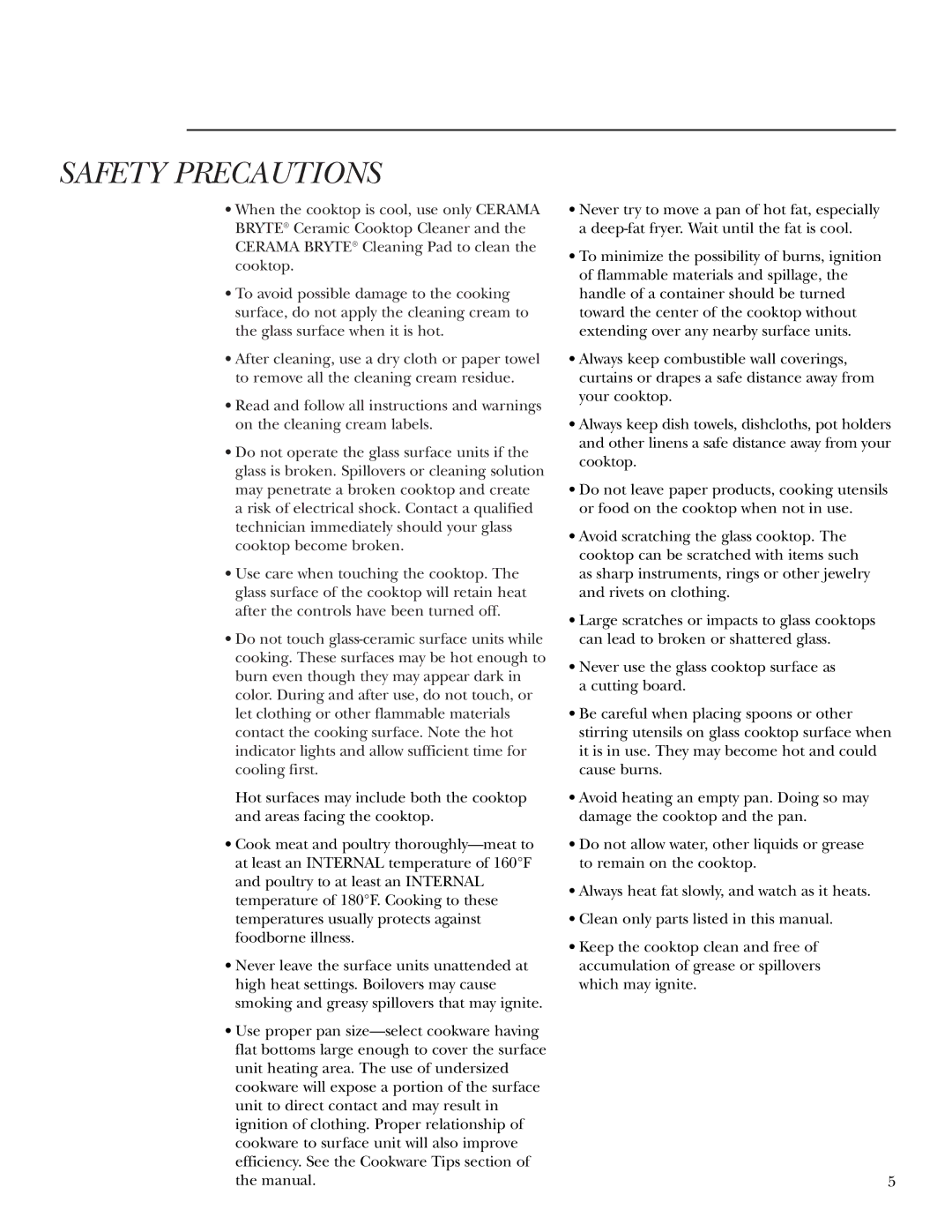 GE ZEU30R, ZEU36R owner manual Safety Precautions 