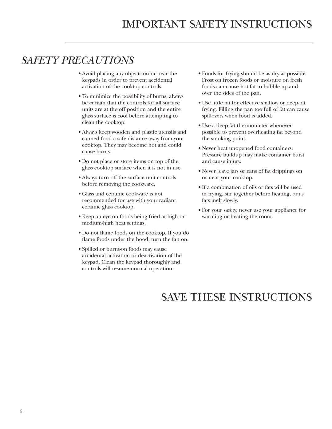 GE ZEU36R, ZEU30R owner manual Important Safety Instructions 