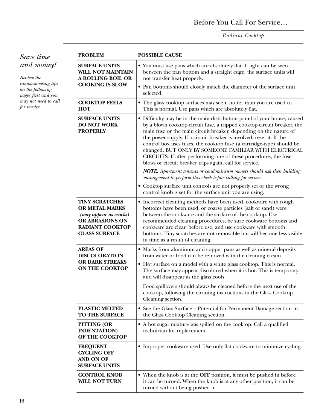 GE ZEU769 owner manual Save time and money, Before You Call For Service… 