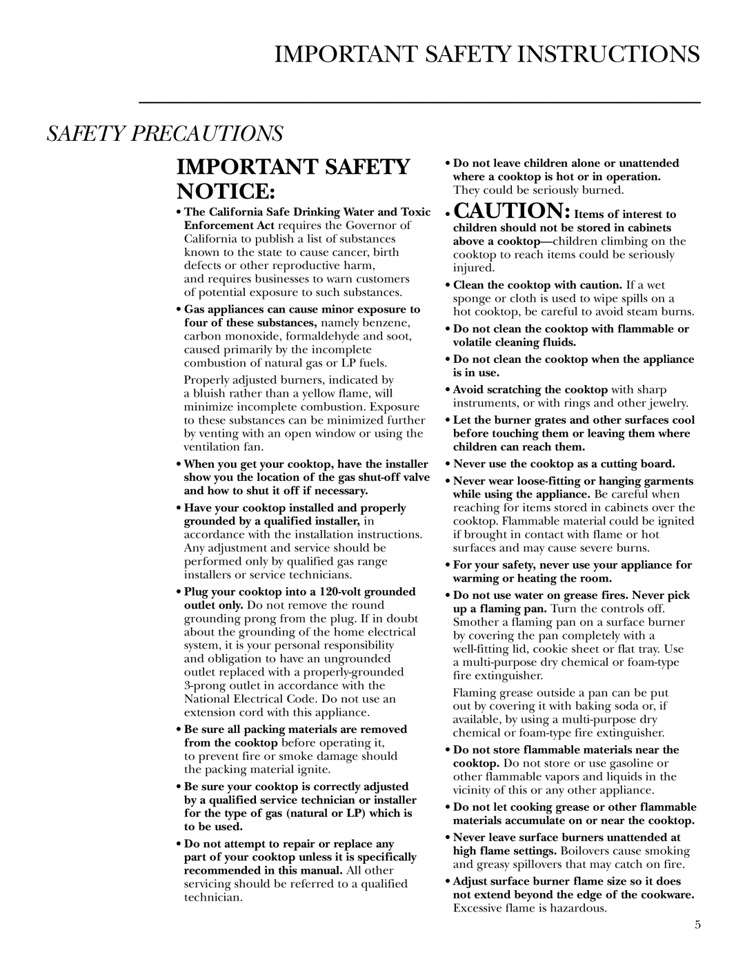 GE ZGU375LS, ZGU375NS owner manual Important Safety Instructions 