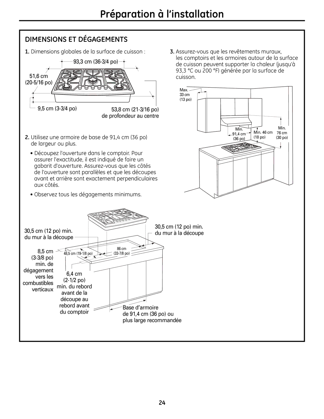 GE ZGU385N, ZGU385L installation instructions Dimensions ET Dégagements 