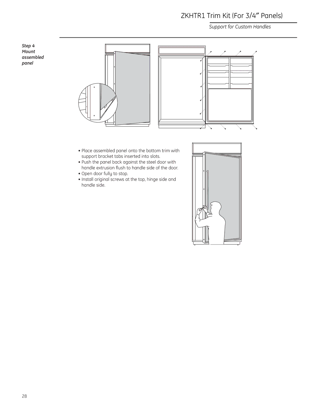 GE ZIR36N LH, ZIF36N RH, ZIR36N RH, ZIF36N LH installation instructions Mount assembled panel 