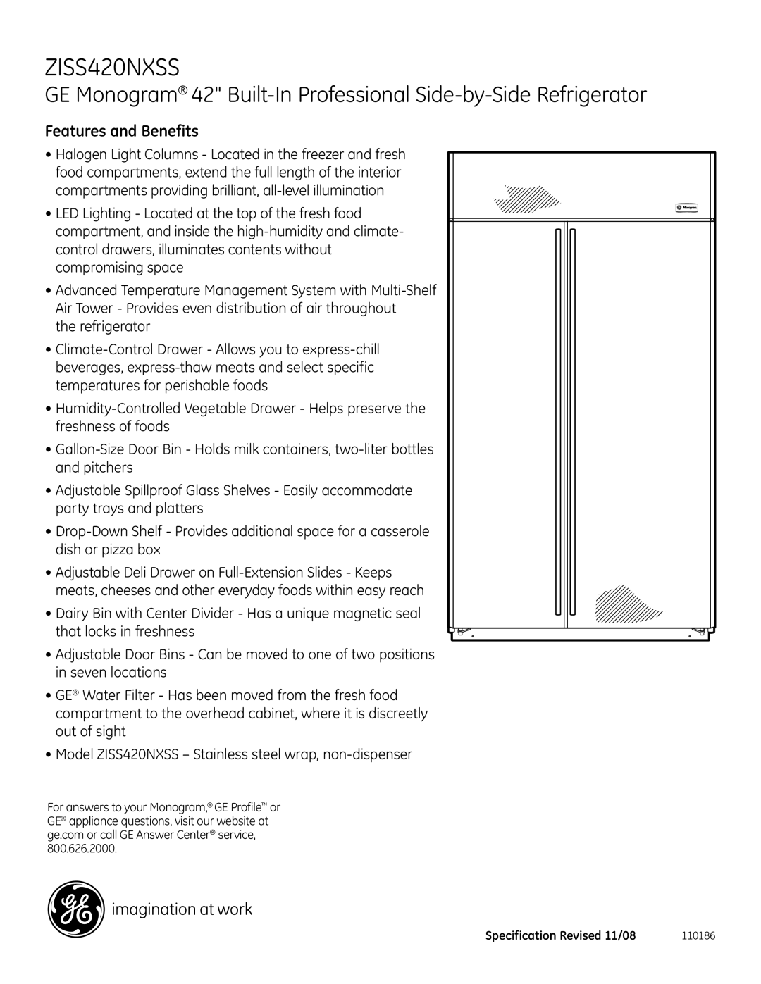 GE ZISS420NXSS dimensions Features and Benefits 