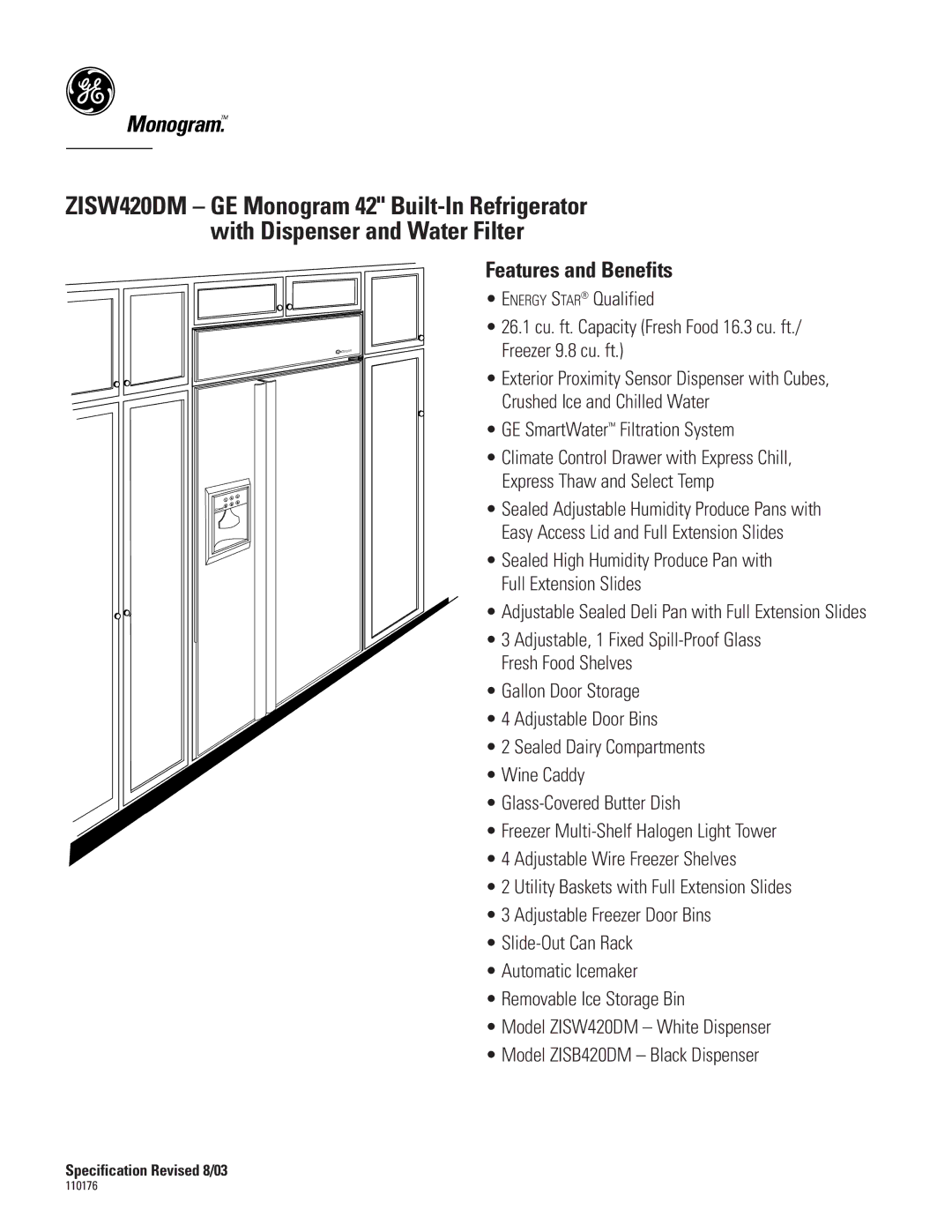 GE ZISW420DM specifications Features and Benefits 