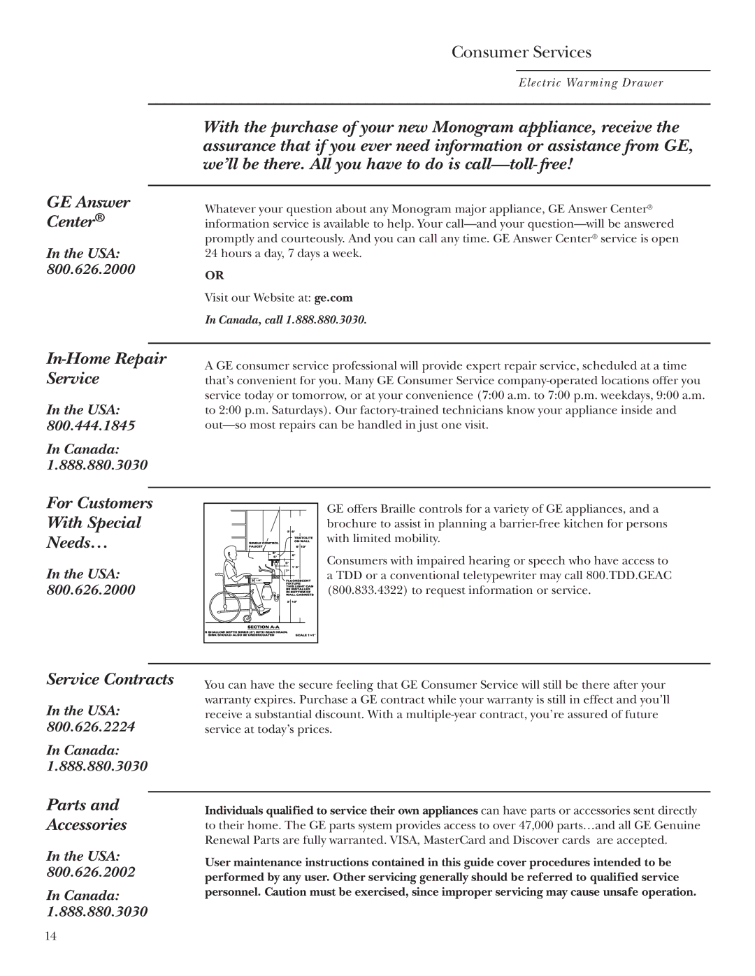 GE ZKD910 owner manual GE Answer Center 