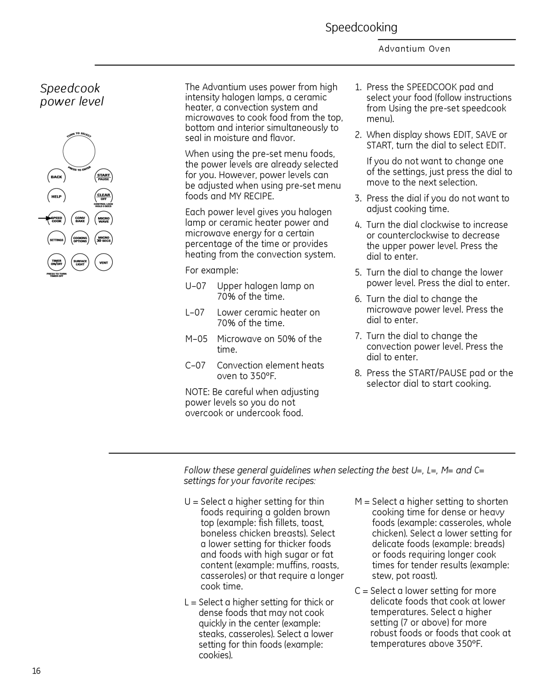 GE ZSA2201 owner manual Speedcook power level, Wave 