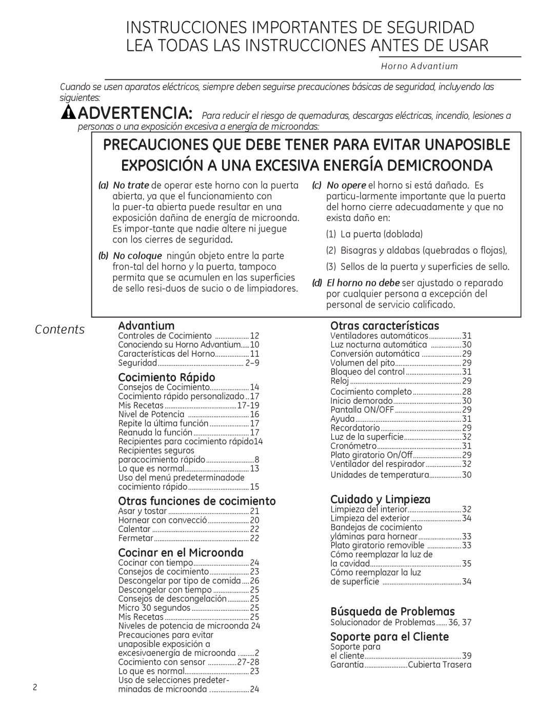 GE ZSA2201 owner manual Exposición a UNA Excesiva Energía Demicroonda 