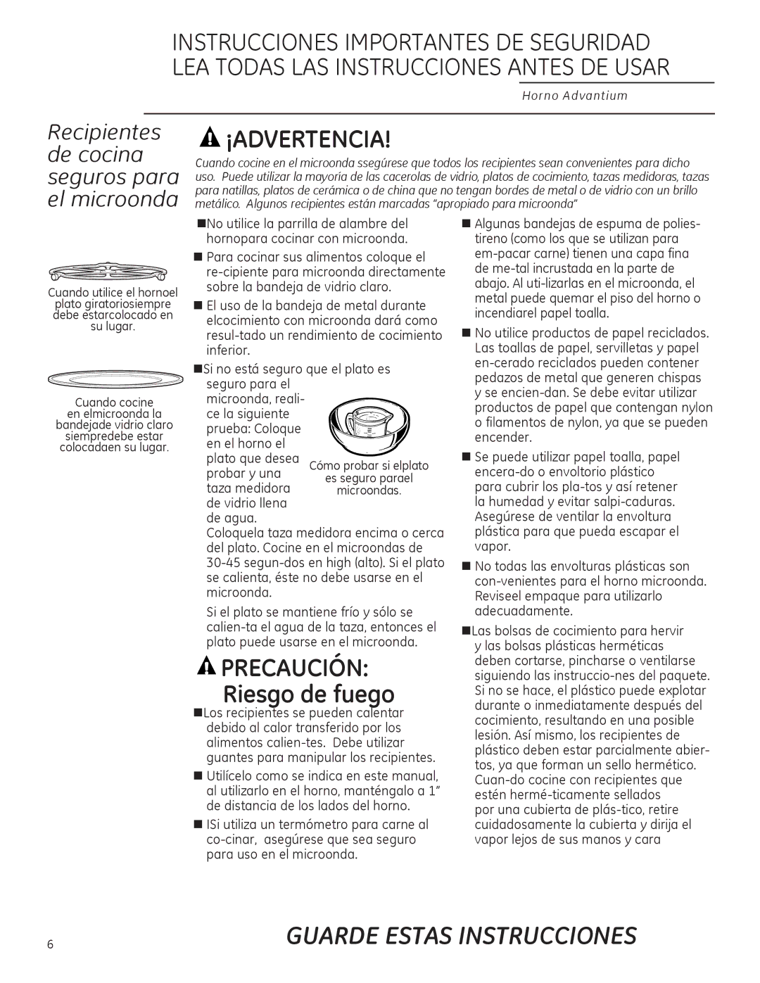 GE ZSA2201 owner manual ¡Advertencia 