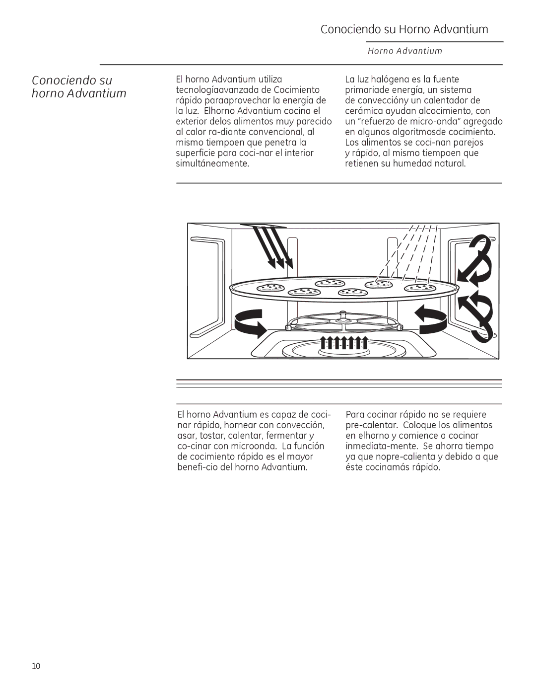 GE ZSA2201 owner manual Conociendo su Horno Advantium, Conociendo su horno Advantium 