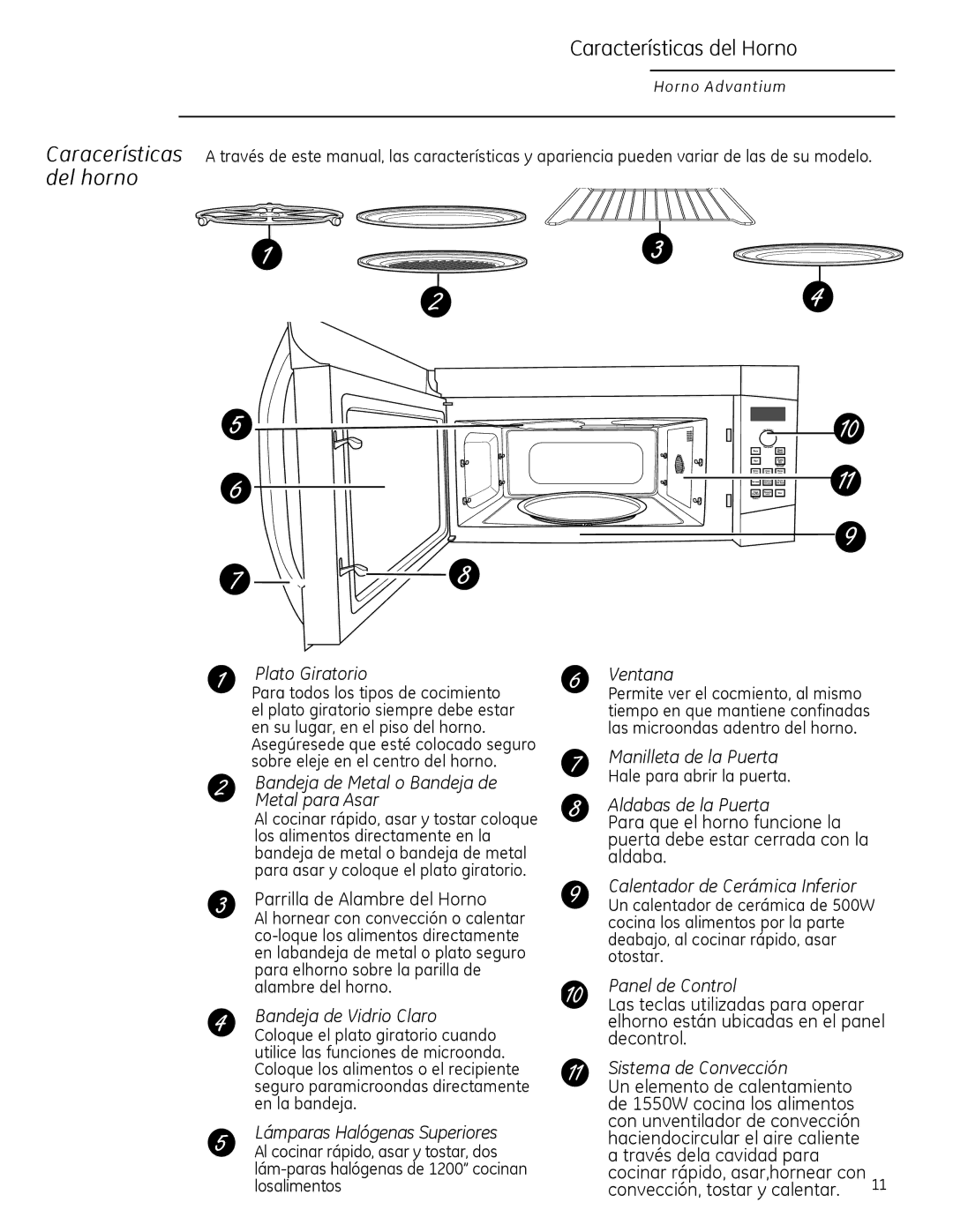 GE ZSA2201 owner manual Características del Horno, Del horno, Hale para abrir la puerta, Cocinar rápido, asar,hornear con 