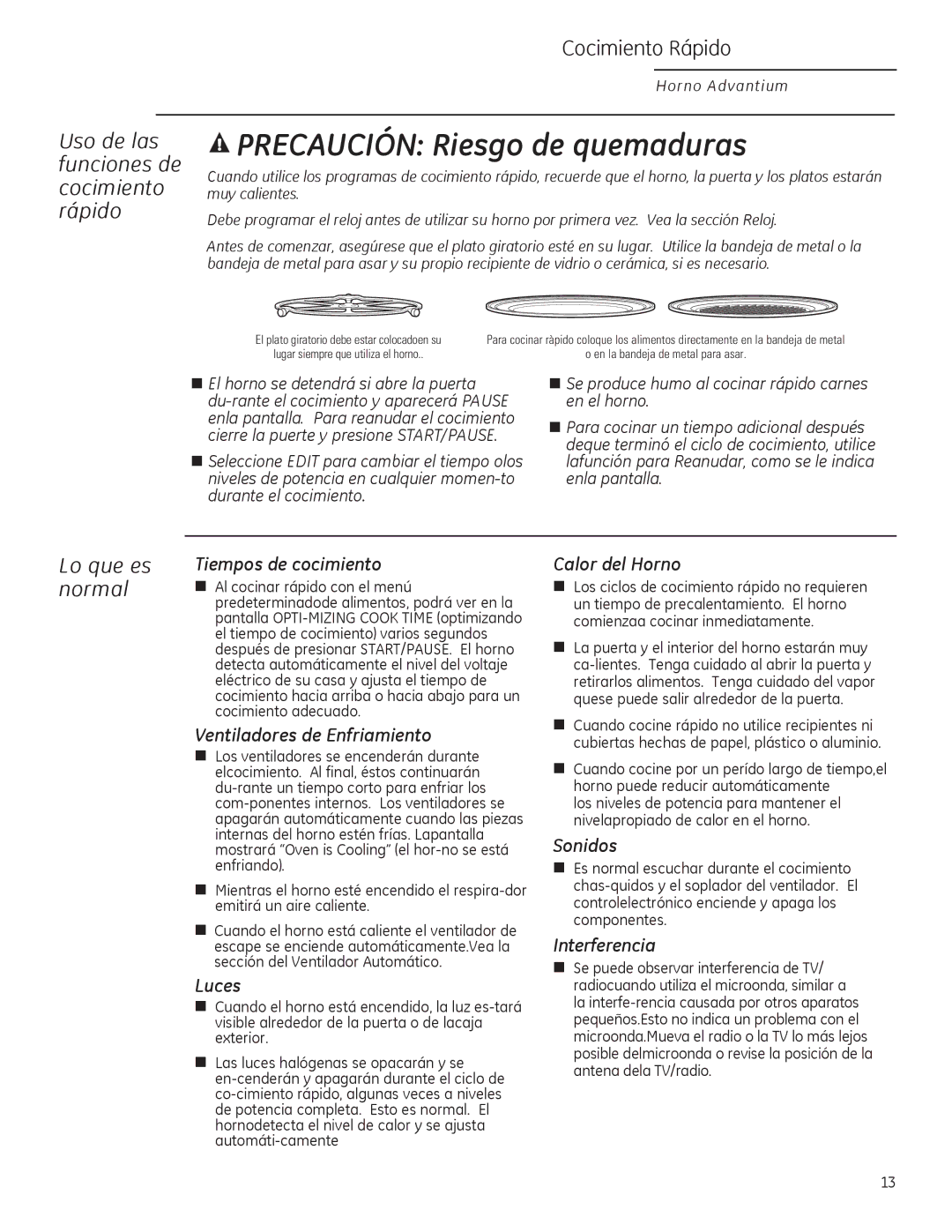 GE ZSA2201 owner manual Cocimiento Rápido, Lo que es, Normal, Uso de las funciones de cocimiento rápido 