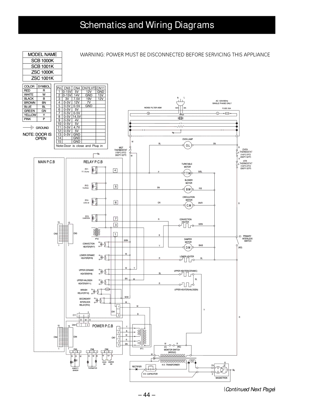 GE ZSC 1001, ZSC 1000, SCB 1001, SCB 1000 manual Schematics and Wiring Diagrams 