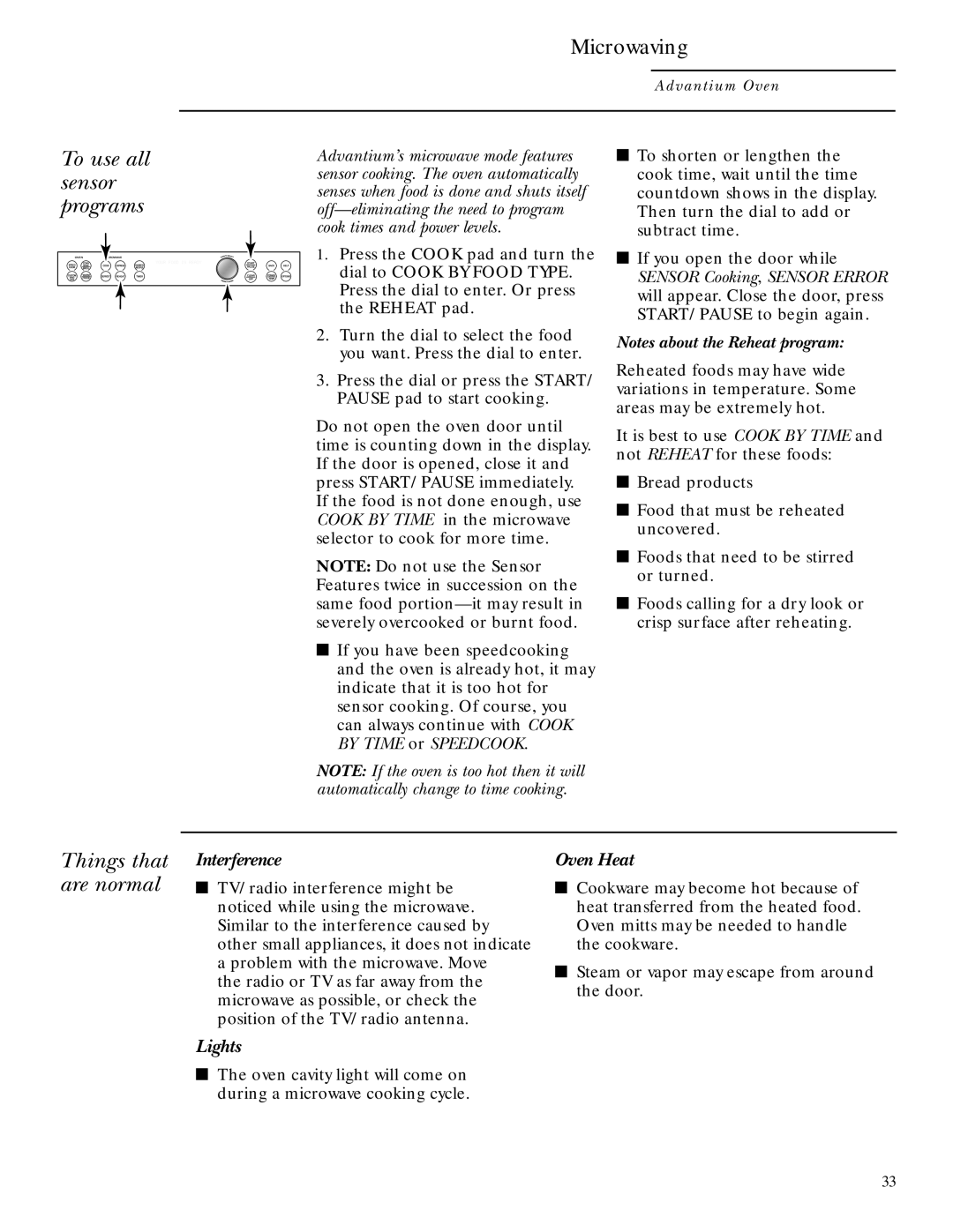 GE ZSC1000, ZSC1001 owner manual To use all sensor programs, Interference 