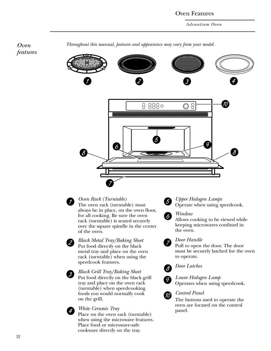 GE ZSC2001, ZSC2000 owner manual Oven Features, Oven features 