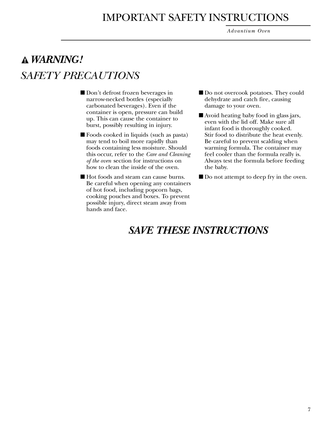 GE ZSC2000, ZSC2001 owner manual Safety Precautions 