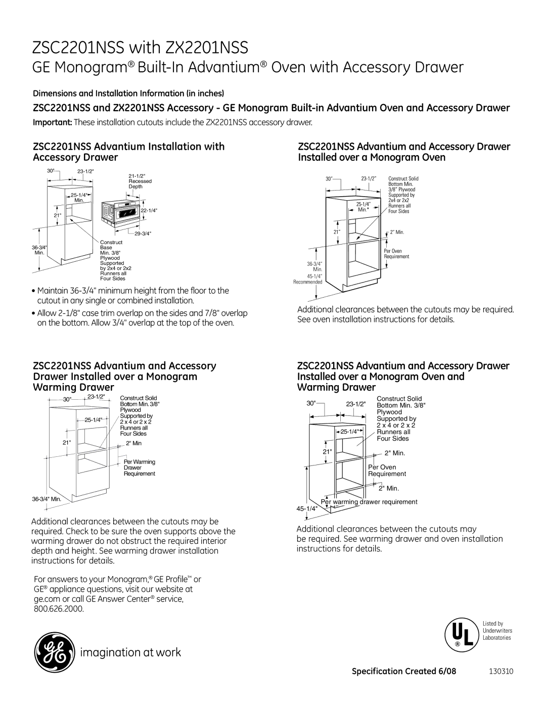 GE ZSC2202N, ZSC2200N dimensions ZSC2201NSS with ZX2201NSS, GE Monogram Built-In Advantium Oven with Accessory Drawer 