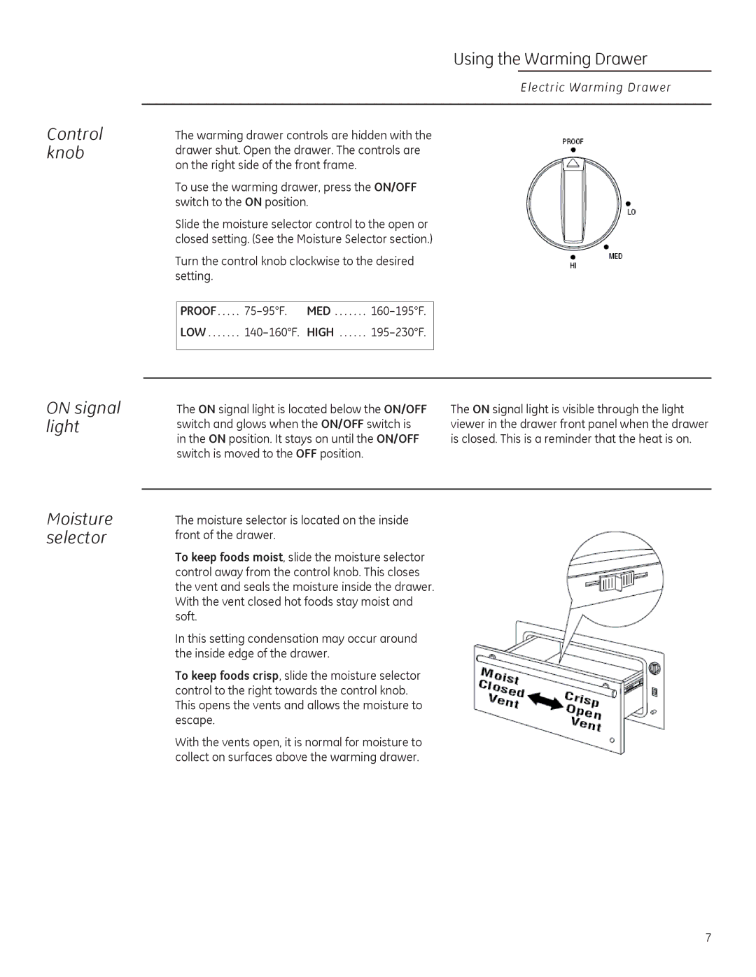 GE ZKD910, ZTD910 manual Nqre, Oljkw, 8VLQJWKHDUPLQJUDZHU, 7XUQWKHFRQWURONQREFORFNZLVHWRWKHGHVLUHG VHWWLQJ 